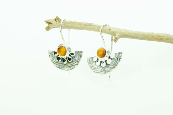 Boucles d'oreilles argent 925 Œil de tigre