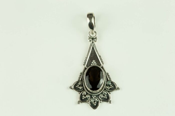 Pendentif Quartz fumé sur argent